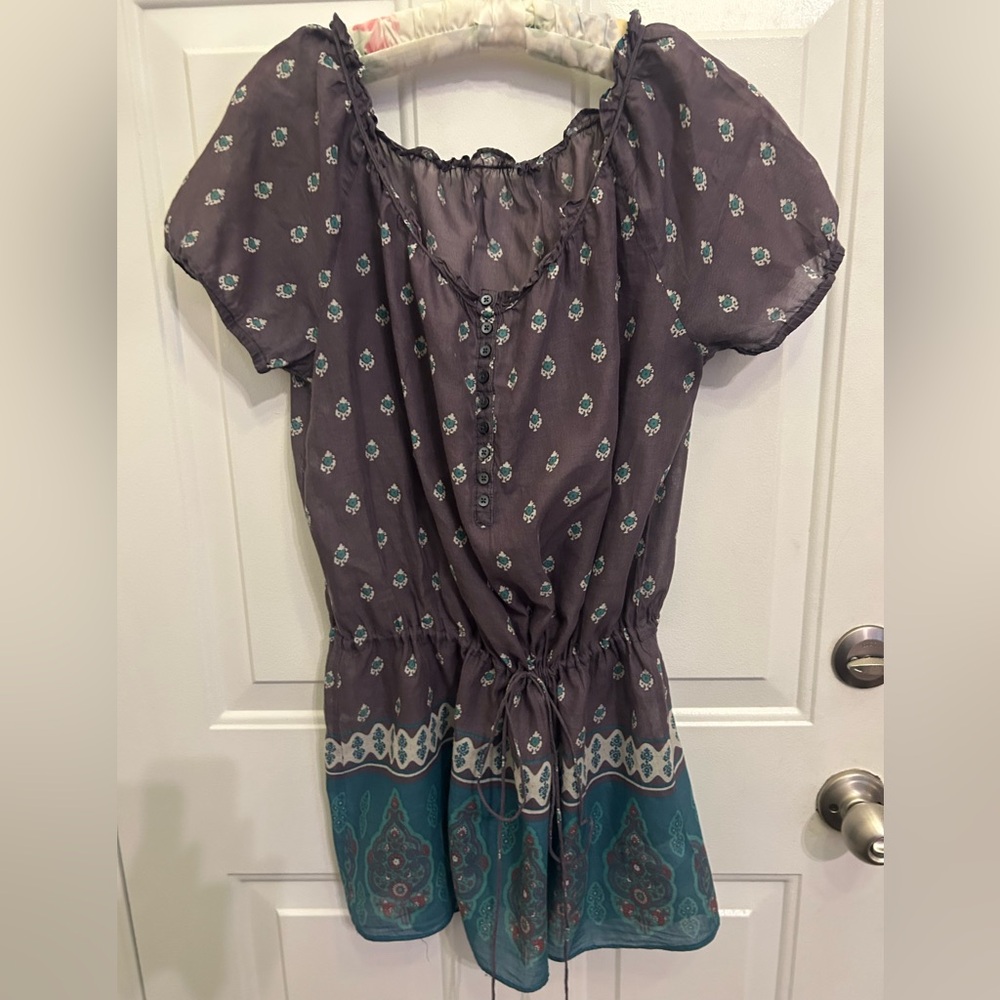 4/$20🌷✨Boho Vintage Y2K Sheer Cotton Tunic Blouse